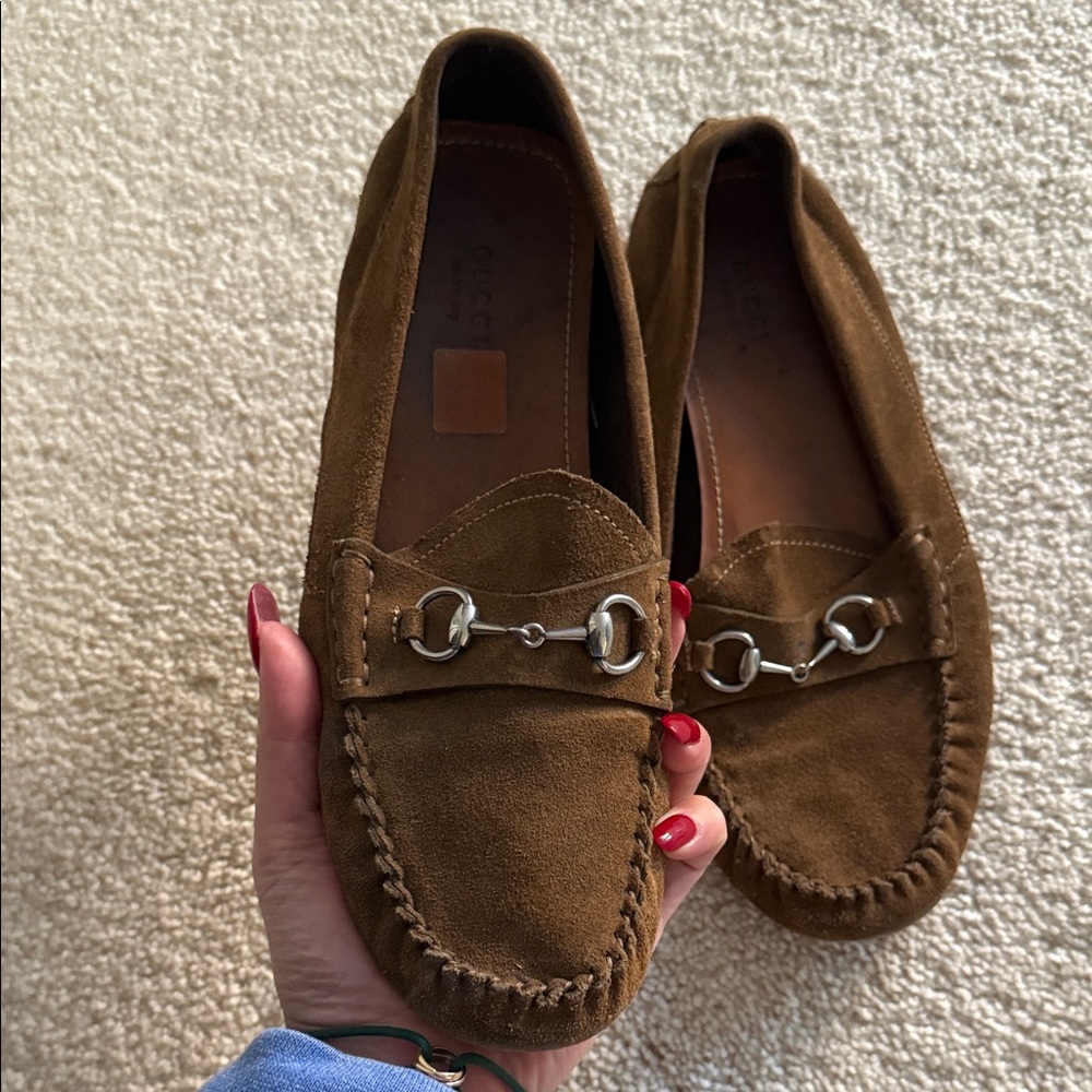 Gucci Brown Suede Loafers for women